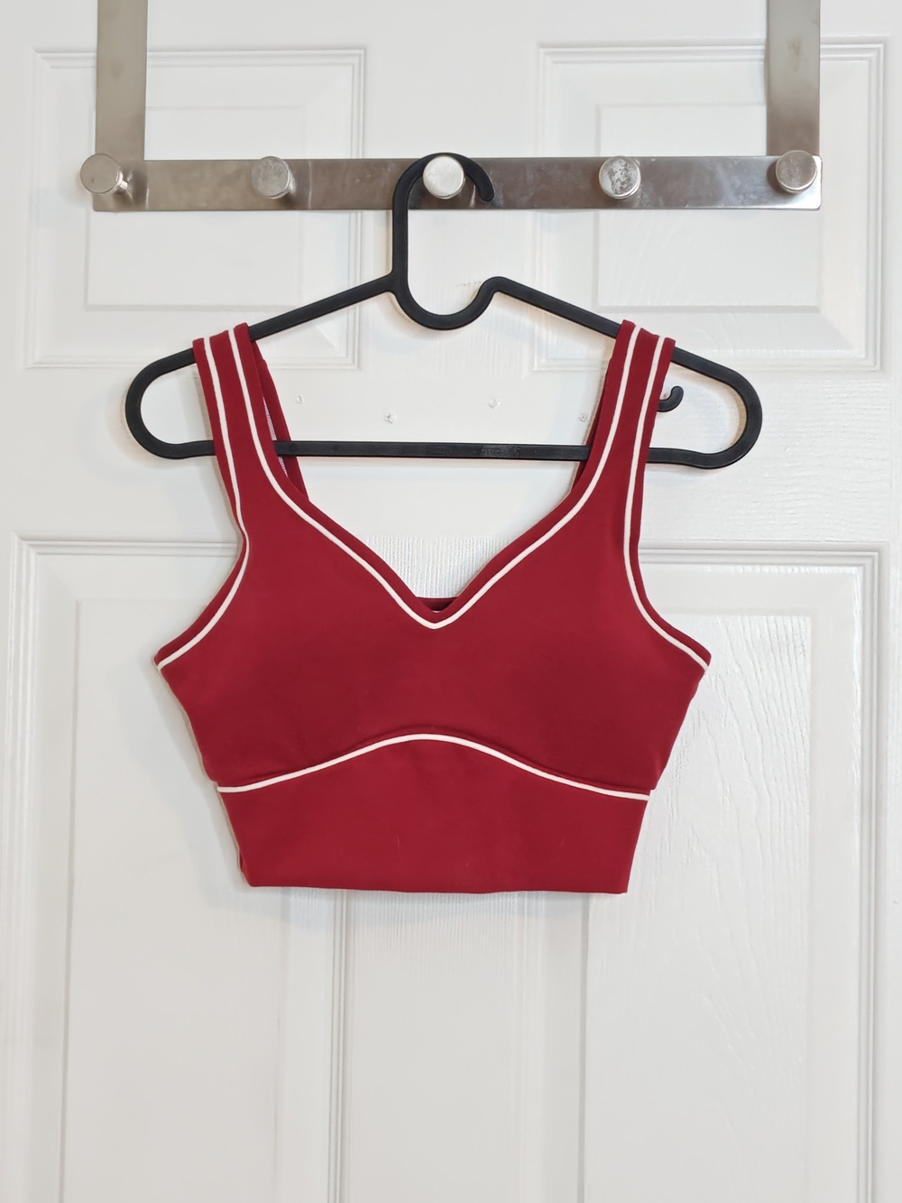 90 Degree By Reflex Contrast Trim White Red Sport Bra Size S